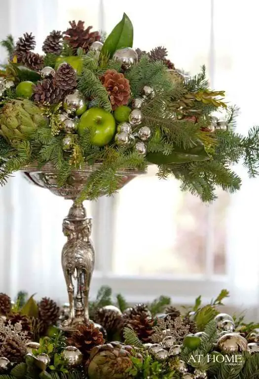 Christmas Table Centerpieces by Pine Cones