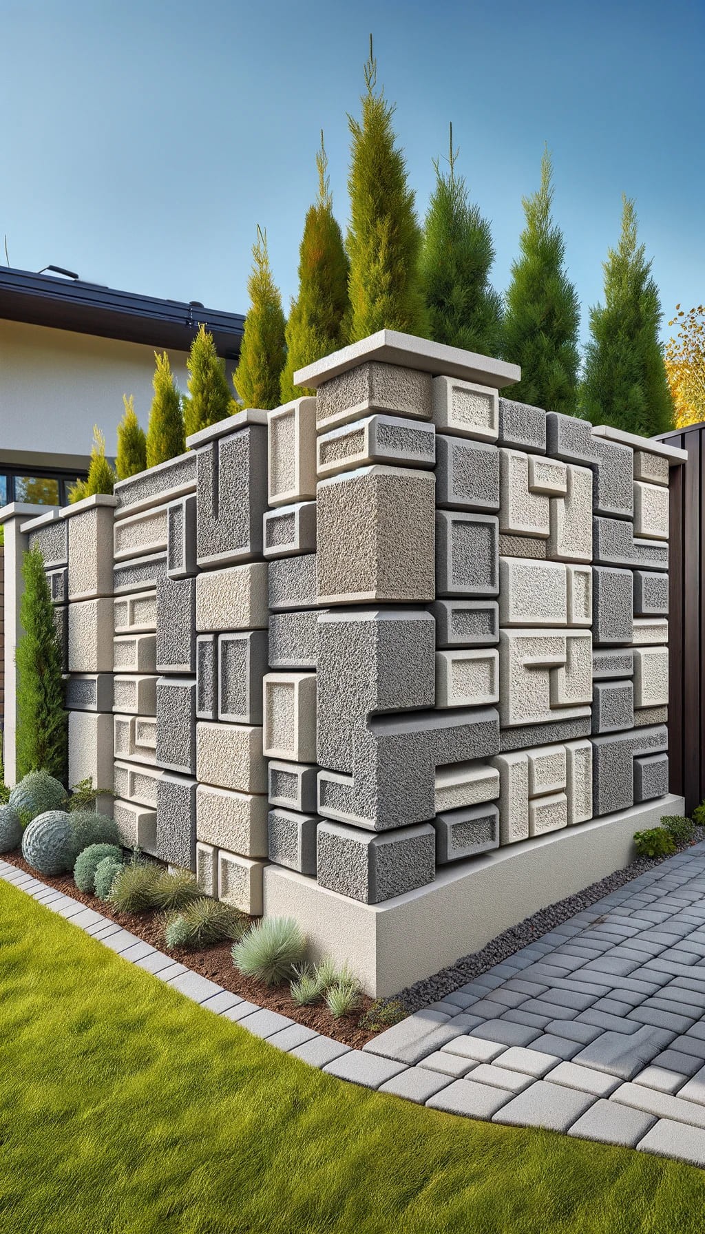 Textured Cinder Block Fence