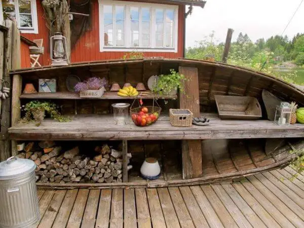 Nautical garden work bench and storage