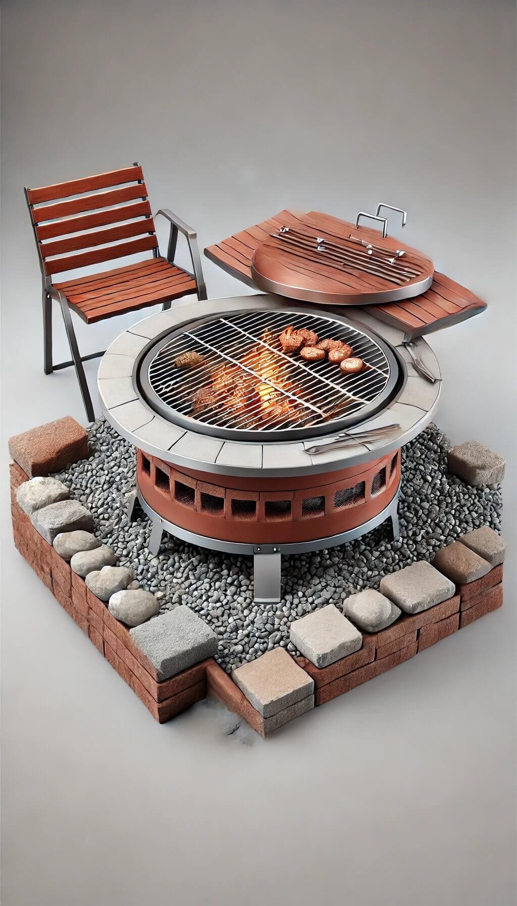 Fire Pit with Built-In Grill