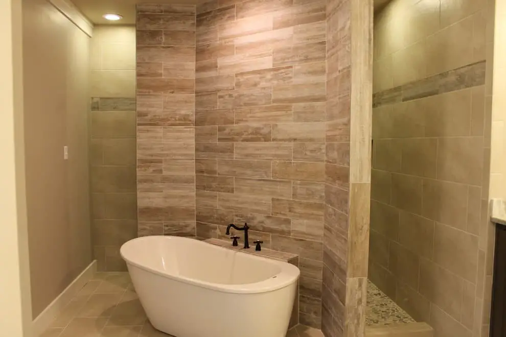 Master bathroom accent wall ideas.