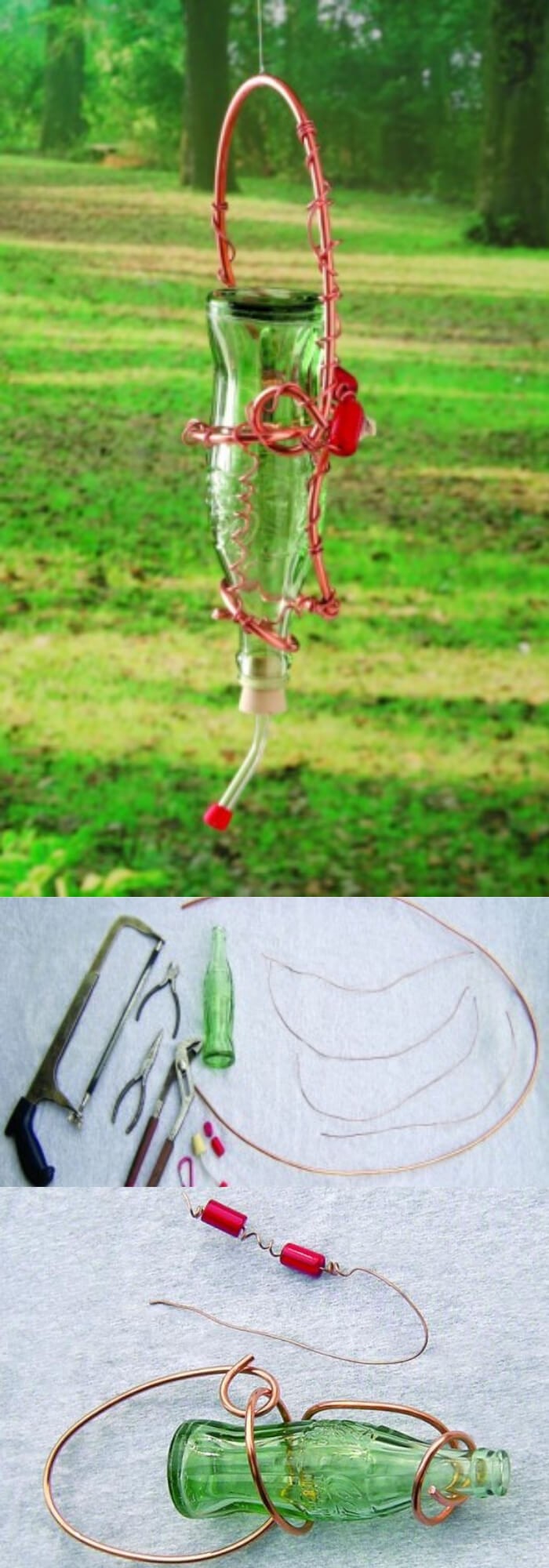 Glass Bottle Homemade Hummingbird Feeder