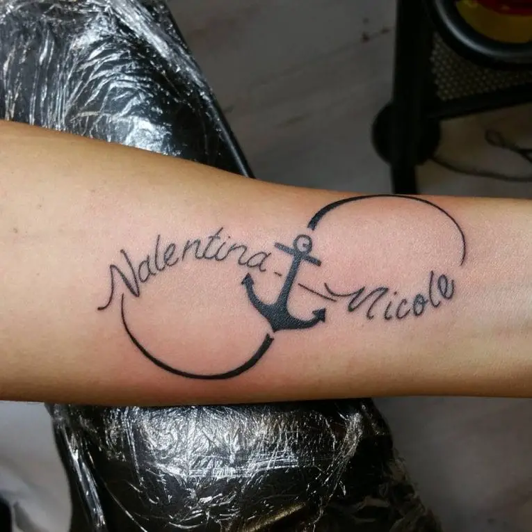 Infinity tattoo with names