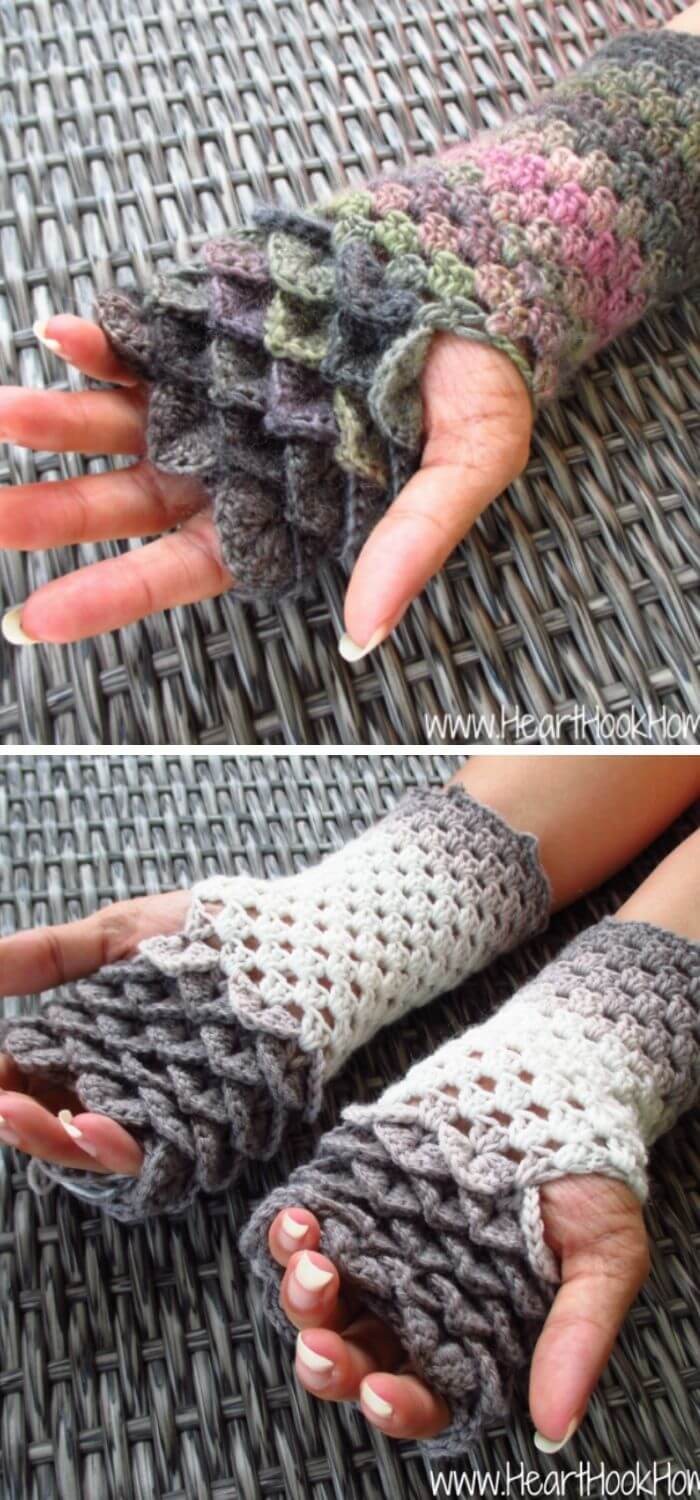 Dragon scale fingerless Gloves