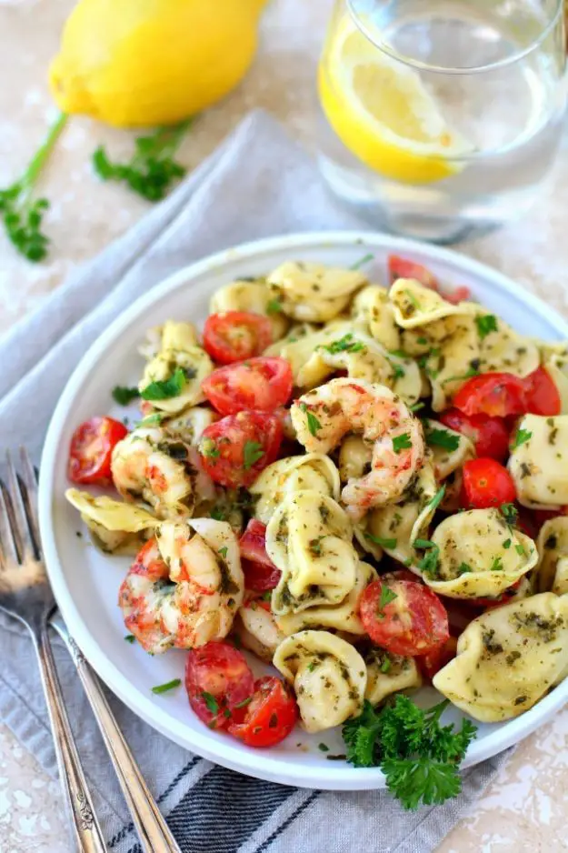 Easy Pesto Shrimp Tortellini Salad