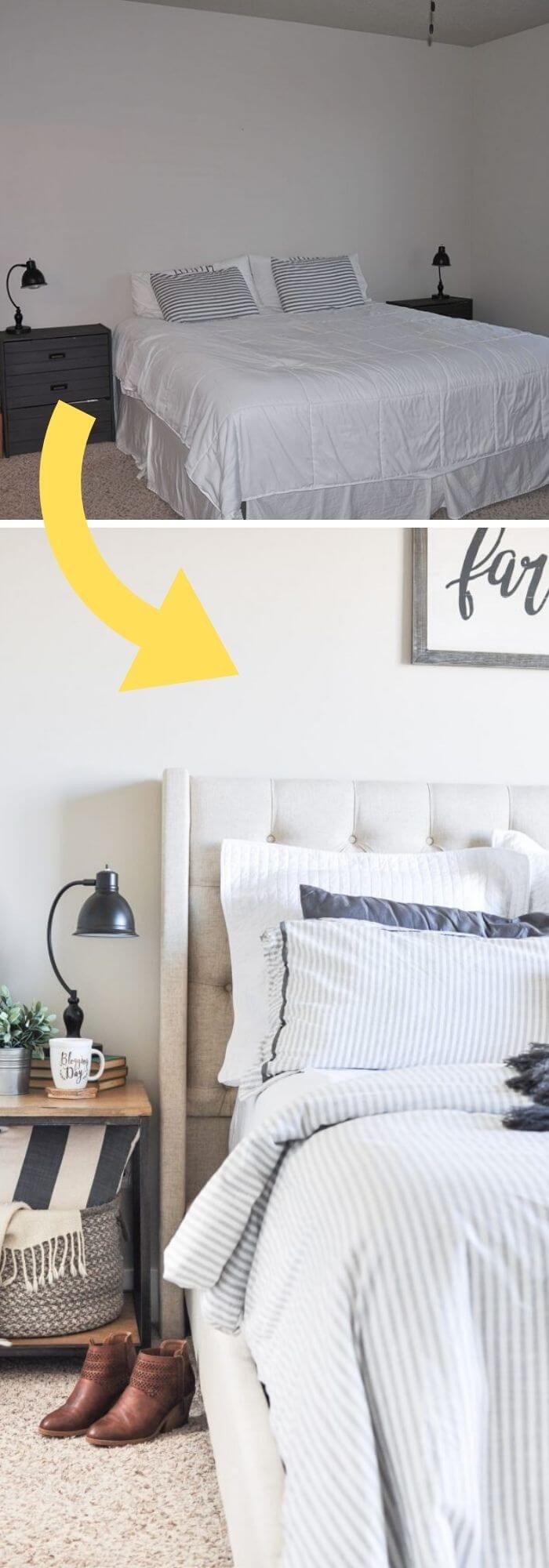 Modern farmhouse master bedroom makeover