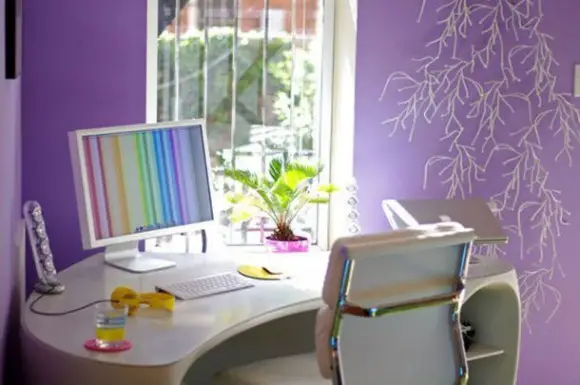 Functional and colorful home office interior design