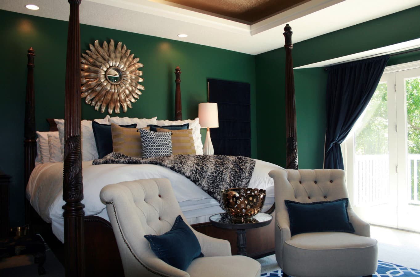 Earthy green + navy blue.