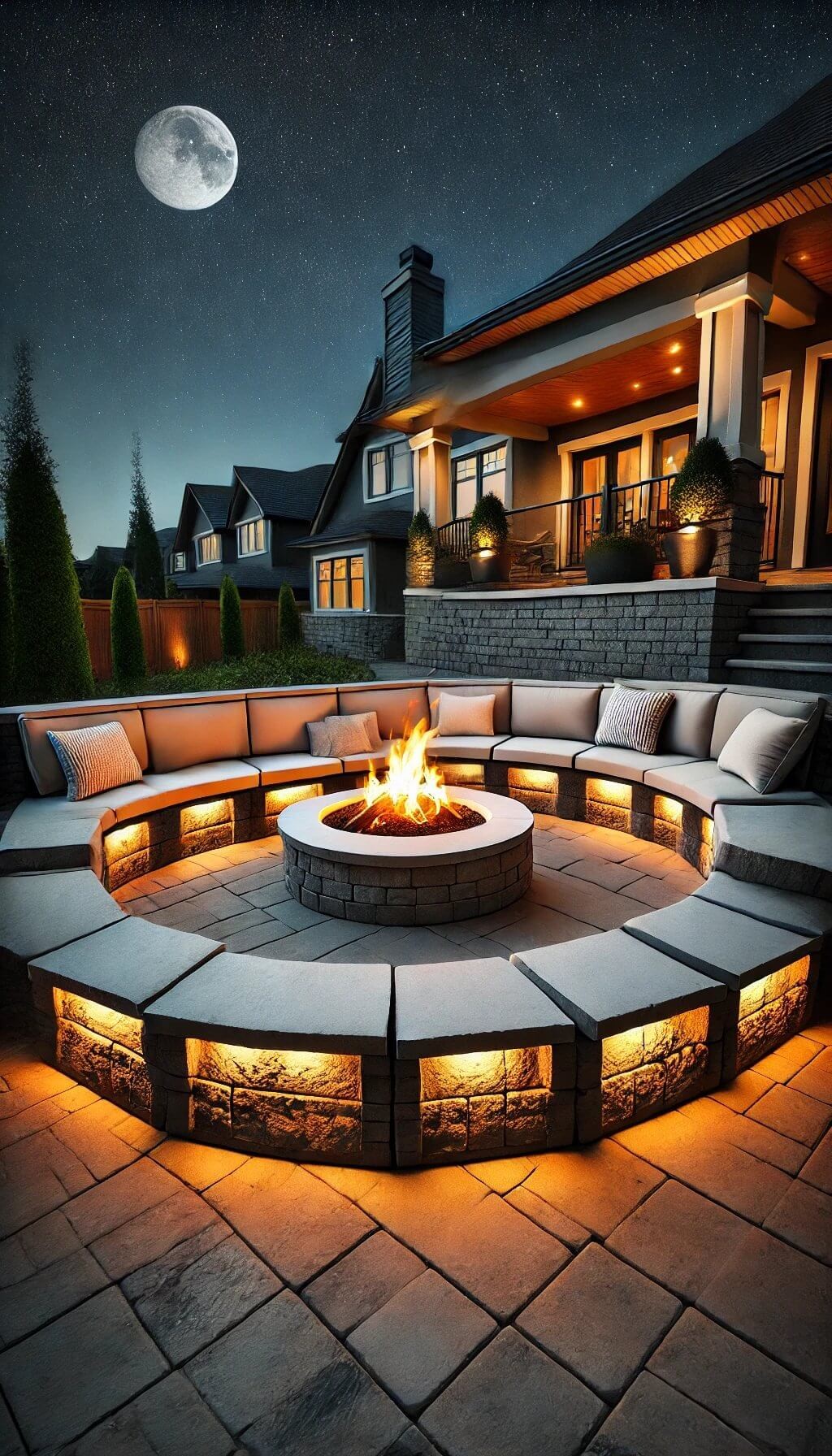 Fire Pit with Seating Wall