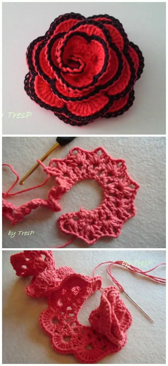 Irish 3D Crochet Rose Flower Pattern