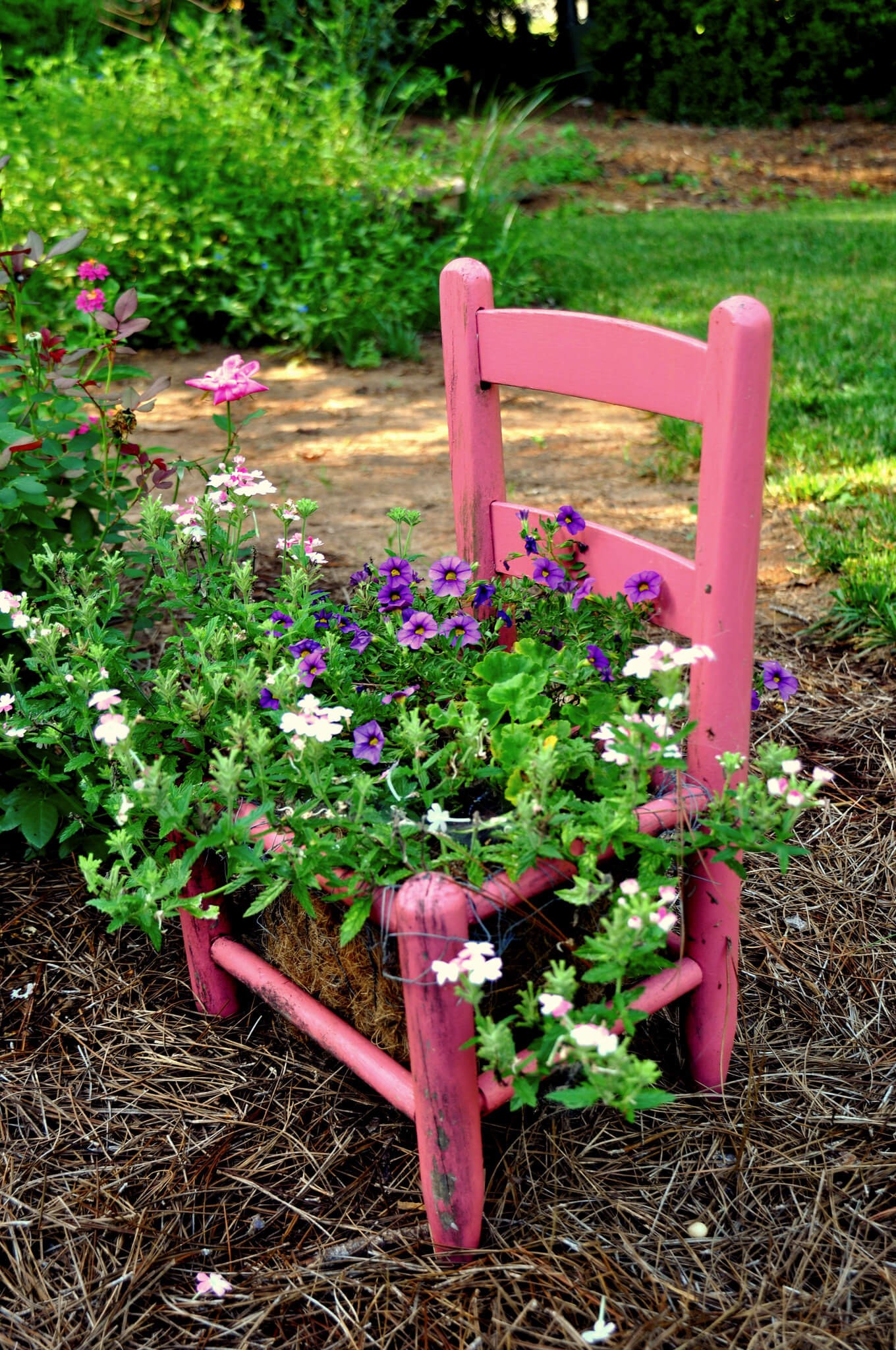 Pink chair planter