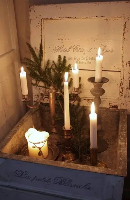 Vintage Christmas Light With Box of Candles