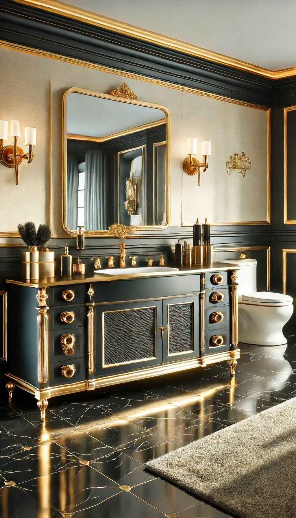 Gold Accented Vanity