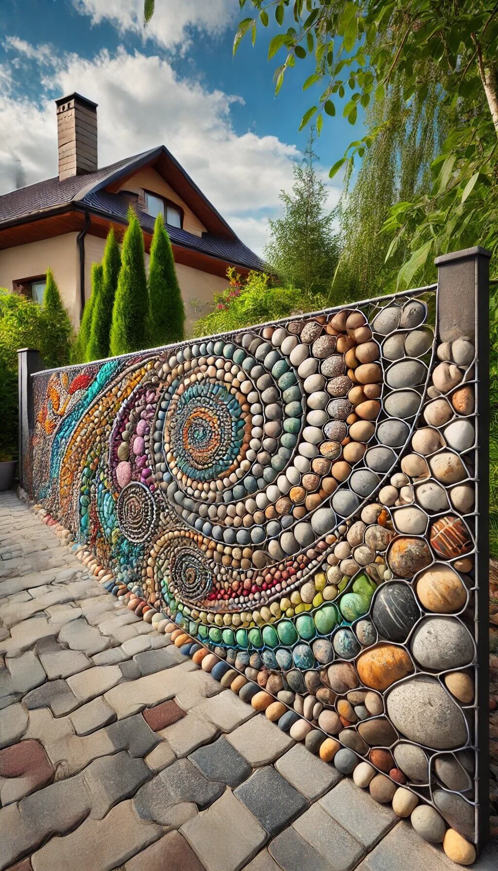 Gabion Fence with Artistic Patterns