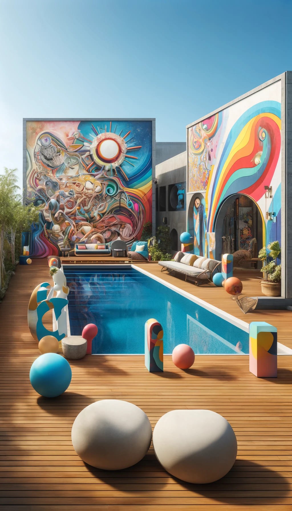 Pool Deck with Artistic Elements