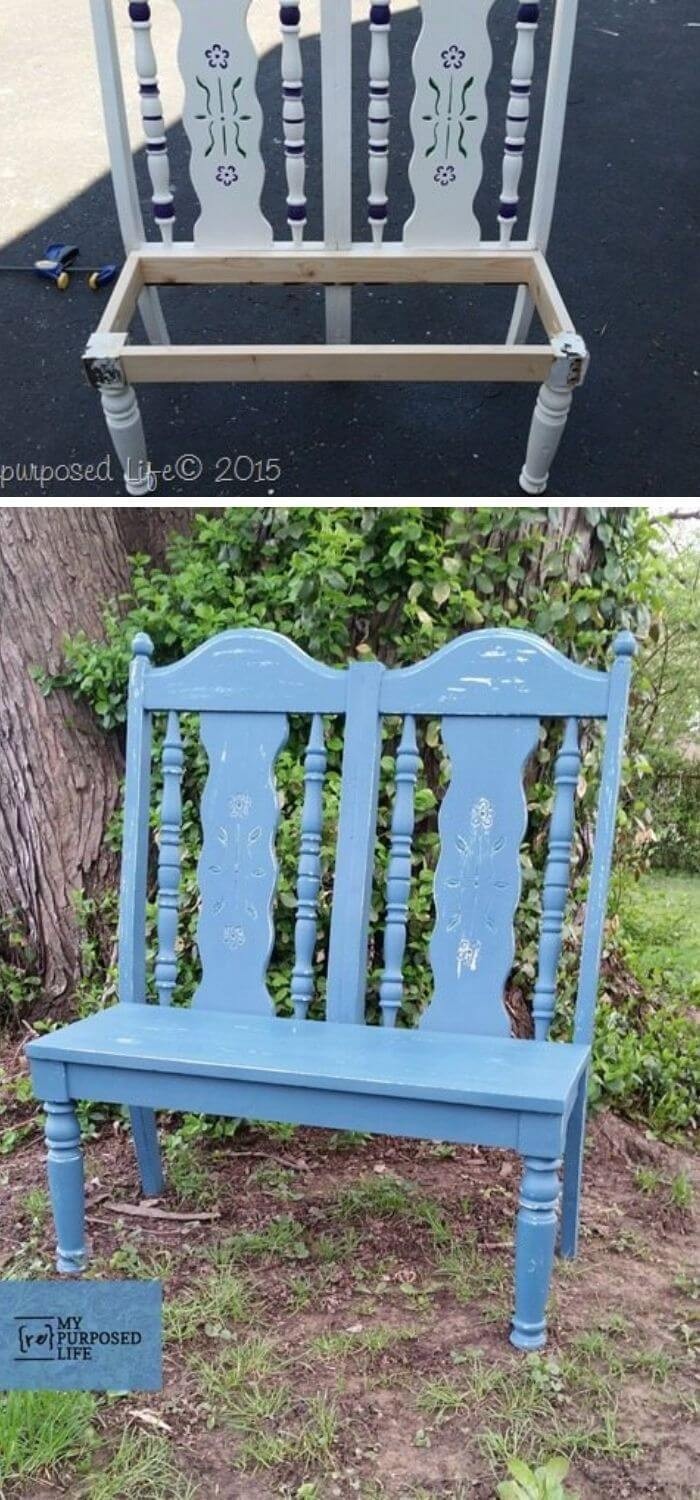 Repurposed garden bench