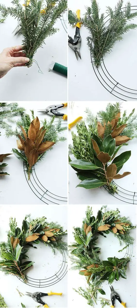 DIY Fresh Magnolia Mixed Branch Wreath