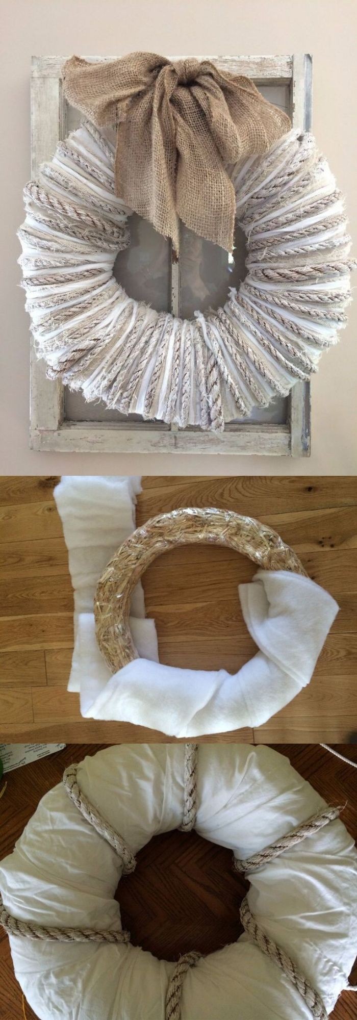 Modern burlap farmhouse wreath