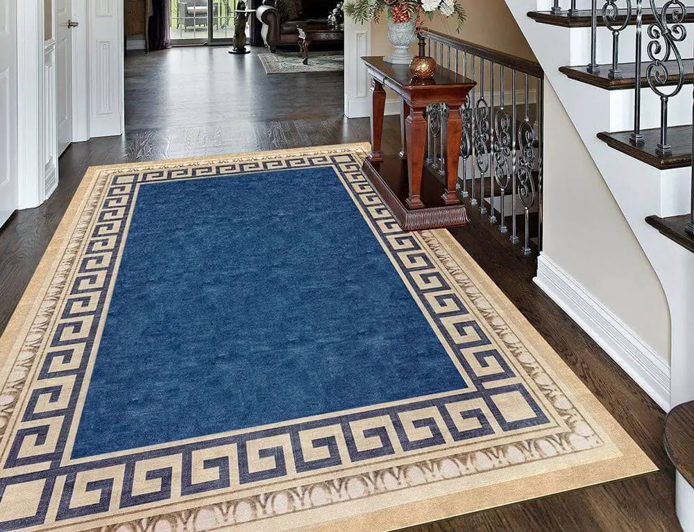 Blue and Beige Border Rug