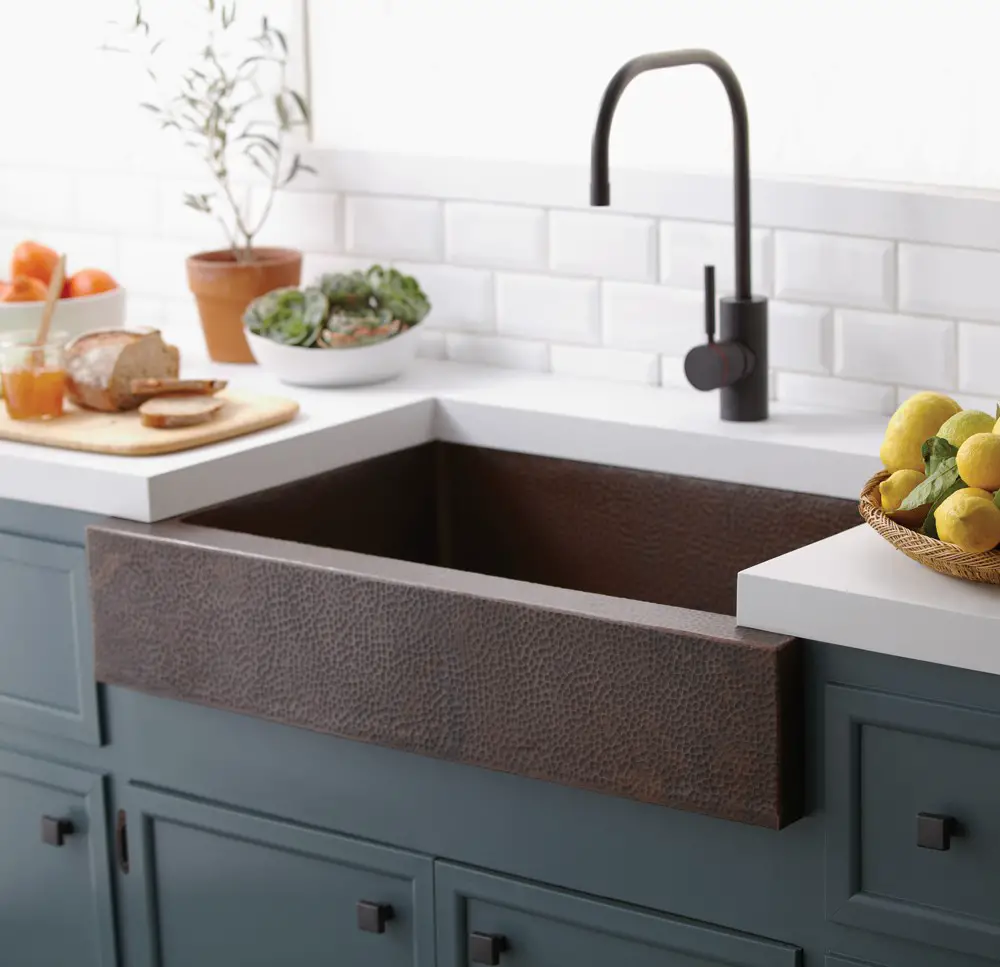 #5. Minimalistic leather finish Kitchen sink