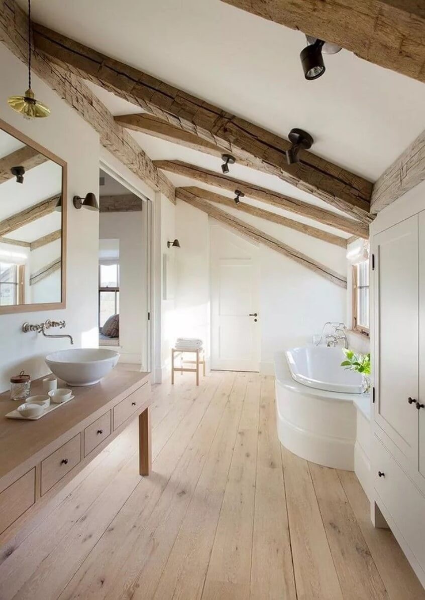 Wooden floor bathroom