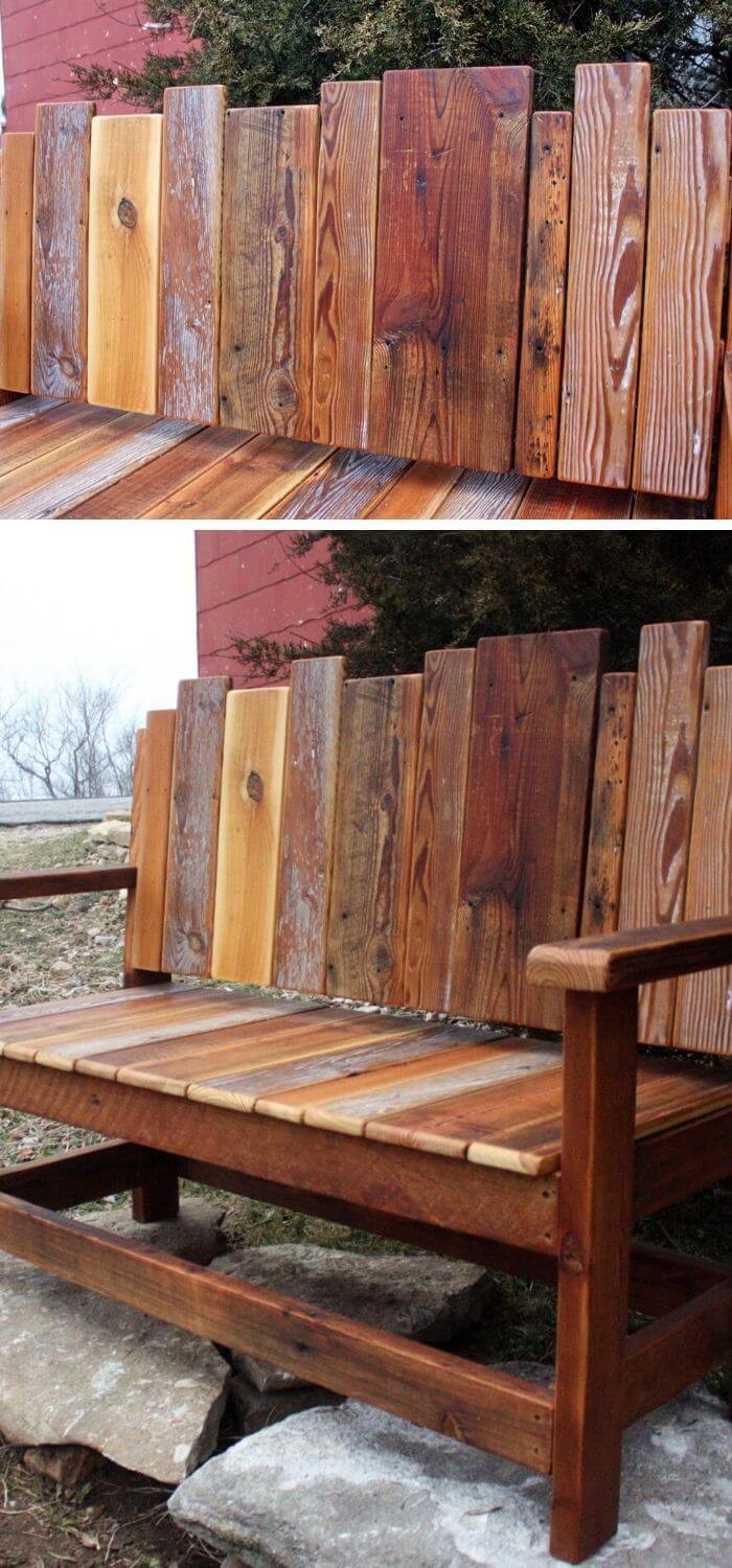 Rustic wood bench