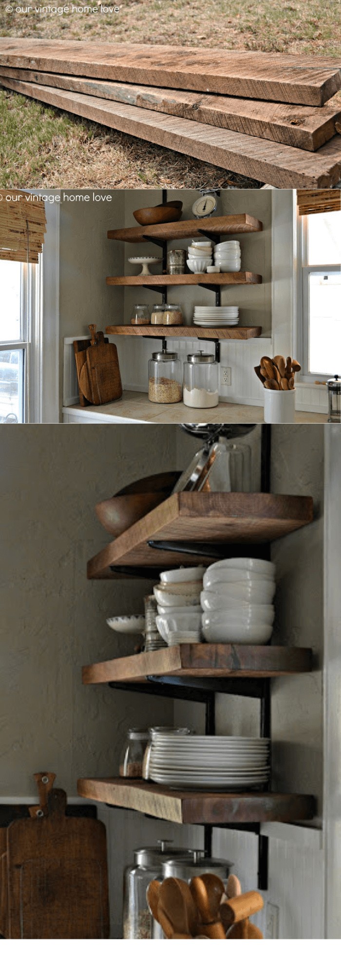 Reclaimed Wood Kitchen Shelving