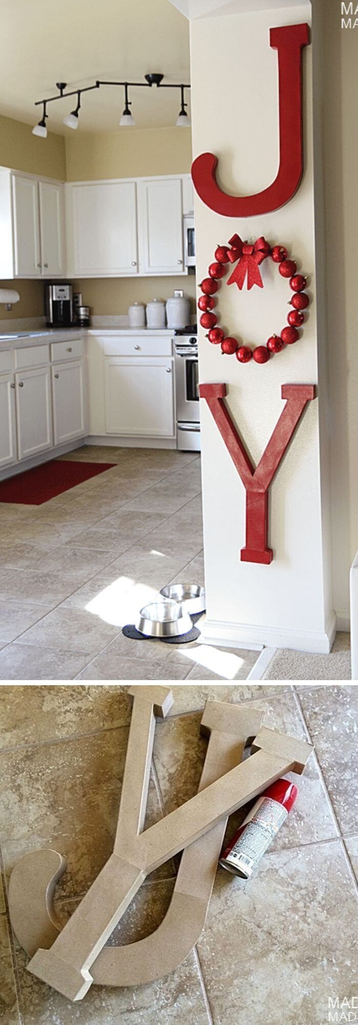 27- DIY Christmas sign with paper mache letters