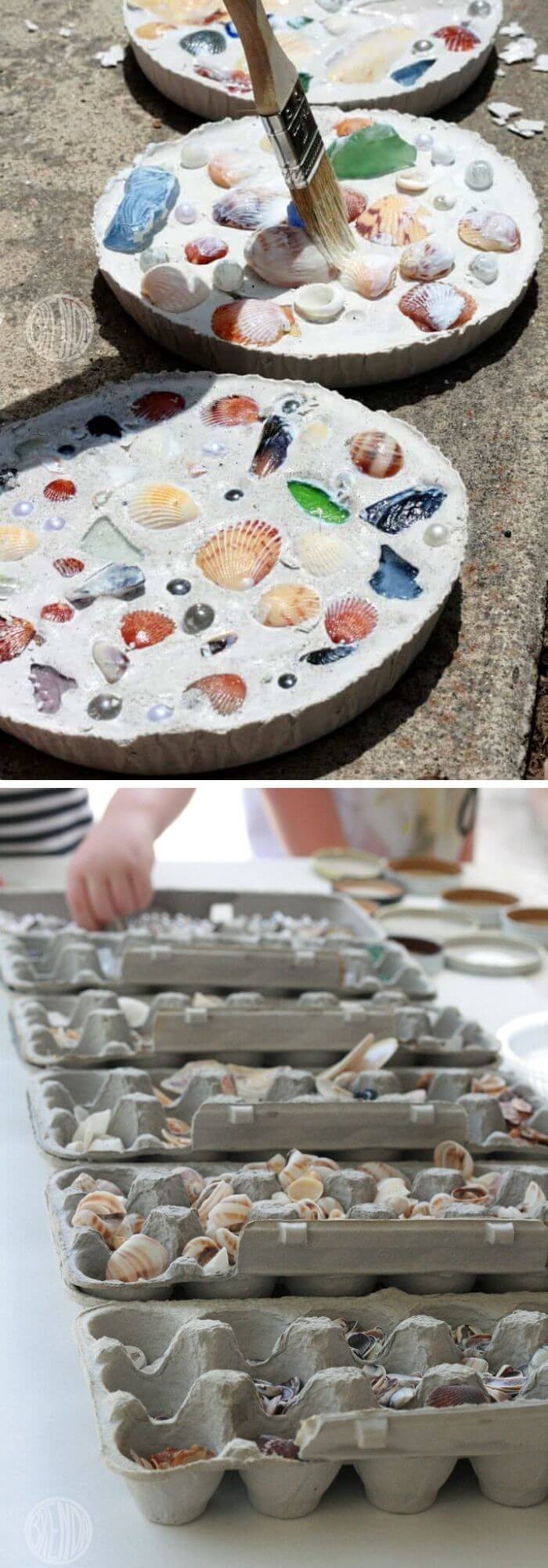 DIY sea shell mosaics