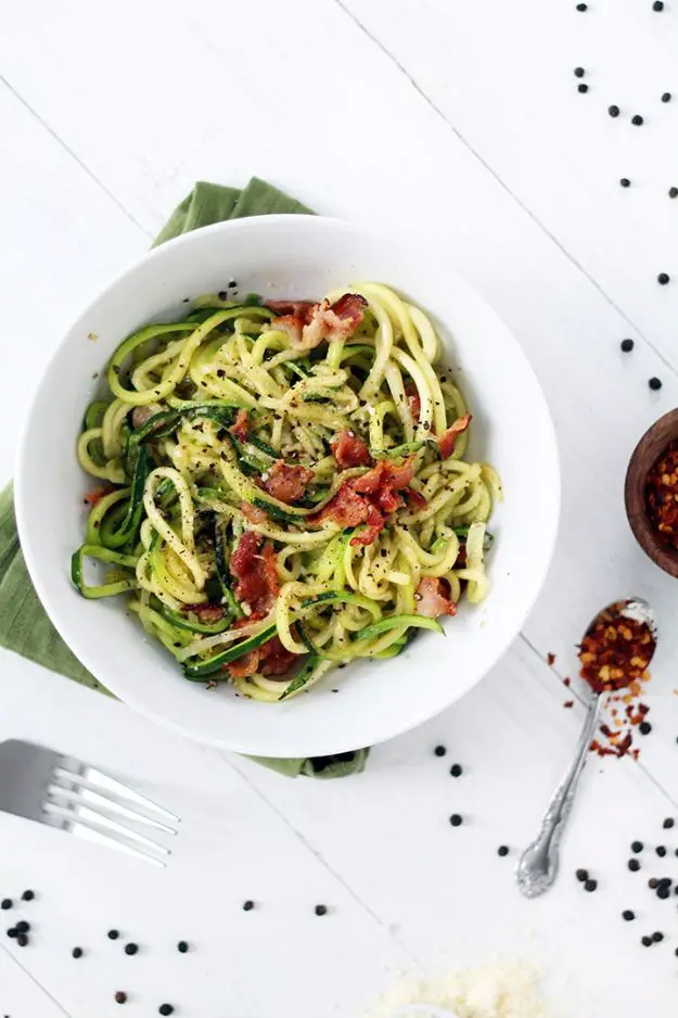 Zucchini Noodle Bacon Cacio E Pepe