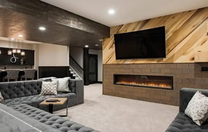 Linear fireplace tile ideas