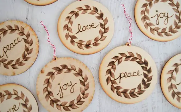 Wood burned ornaments