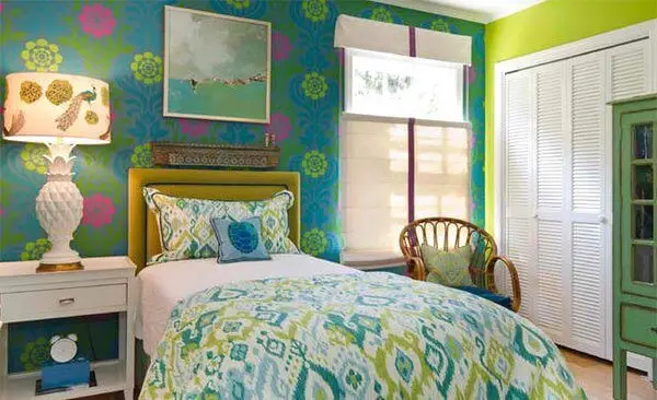 Teal and Lime Green bedroom