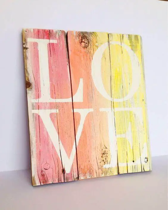 Pink Ombre Love Wood Pallet