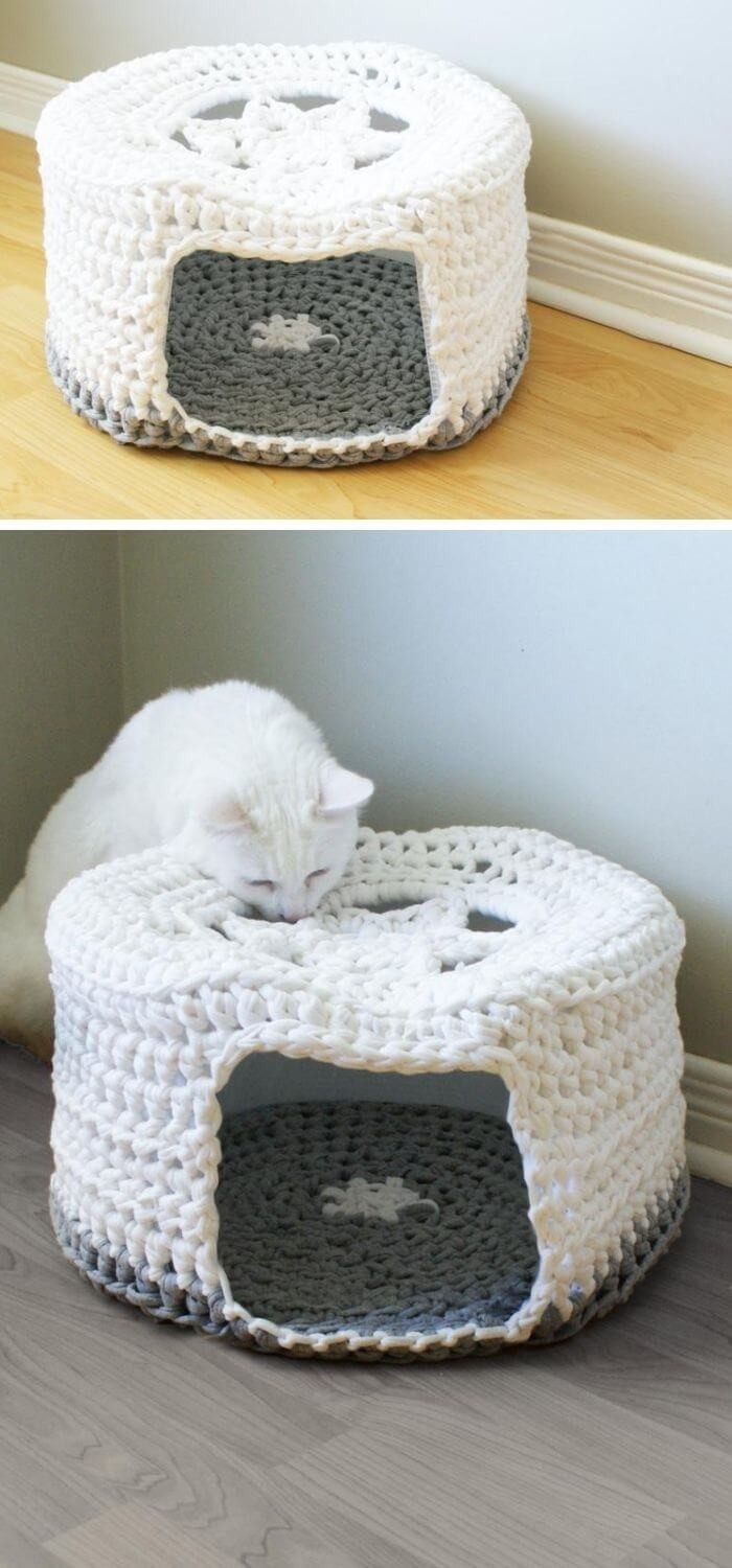 Mid Knits cat bed crochet