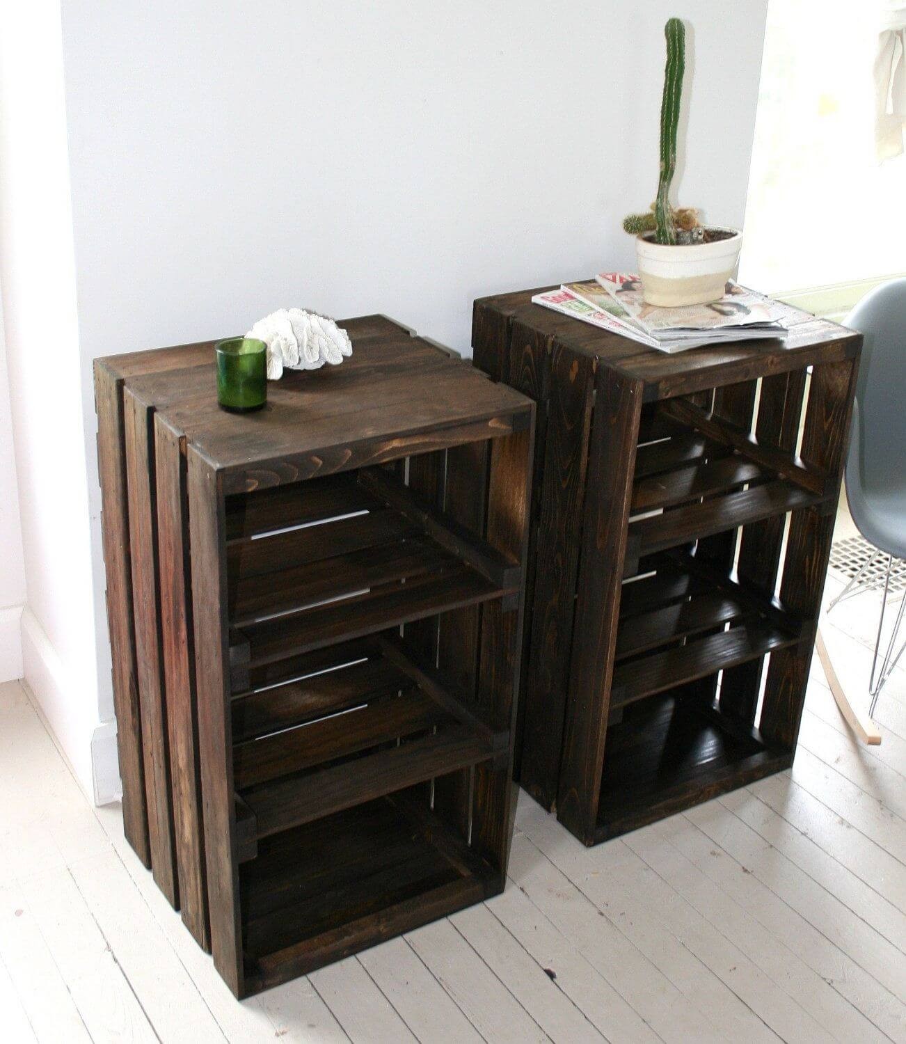 Wooden Crate Tall Side Table