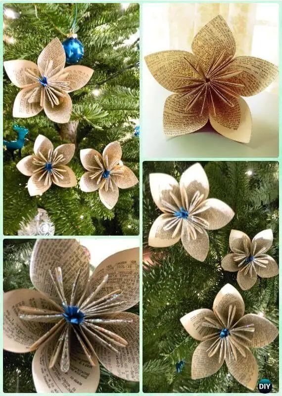 DIY Glitter Paper Flower Ornament