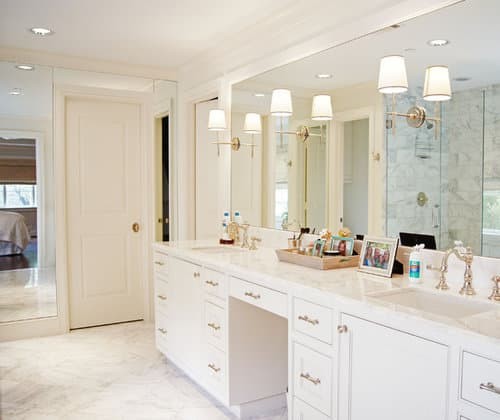 Full wall bathroom mirror ideas.