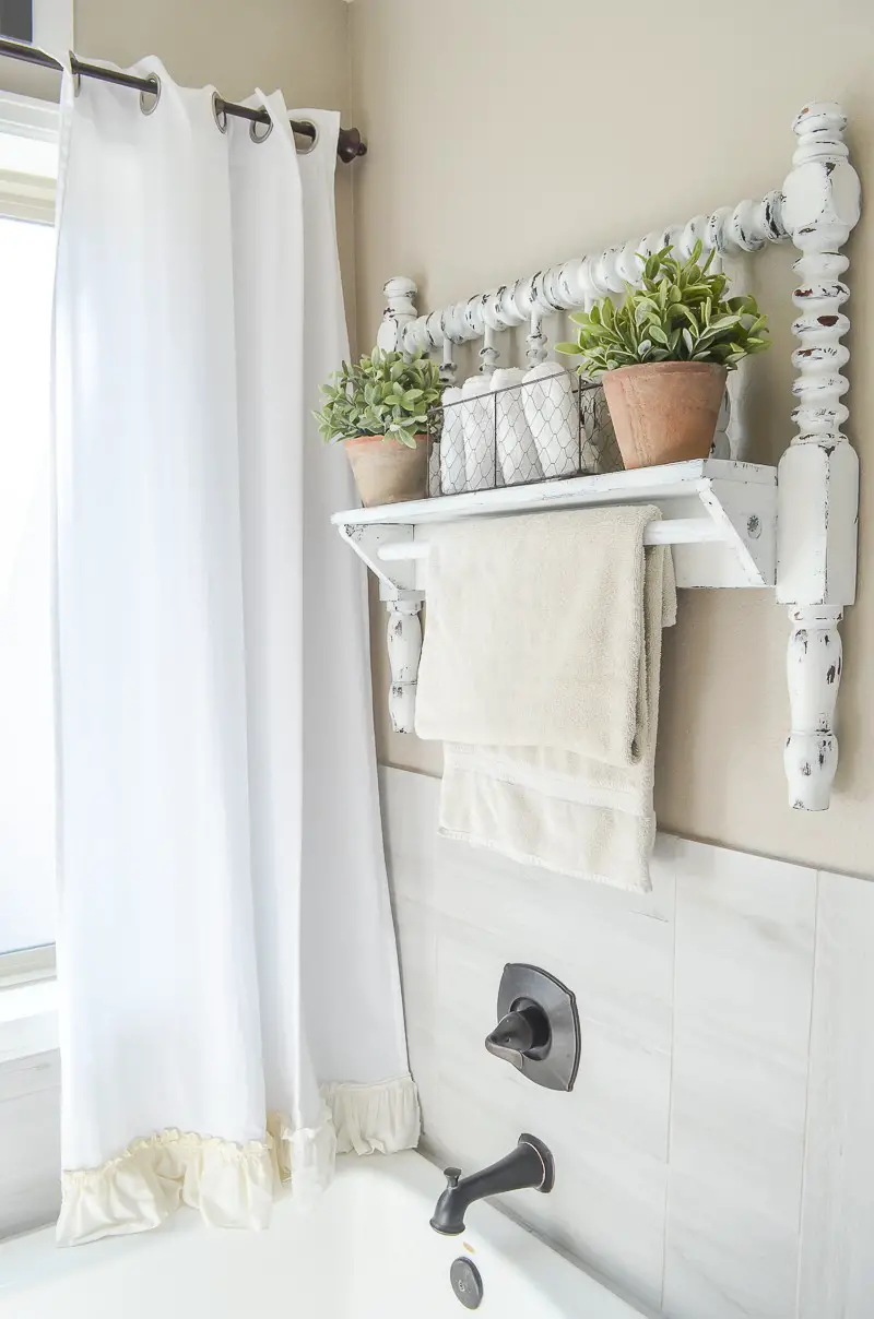 DIY Towel Bar from Bed Frame