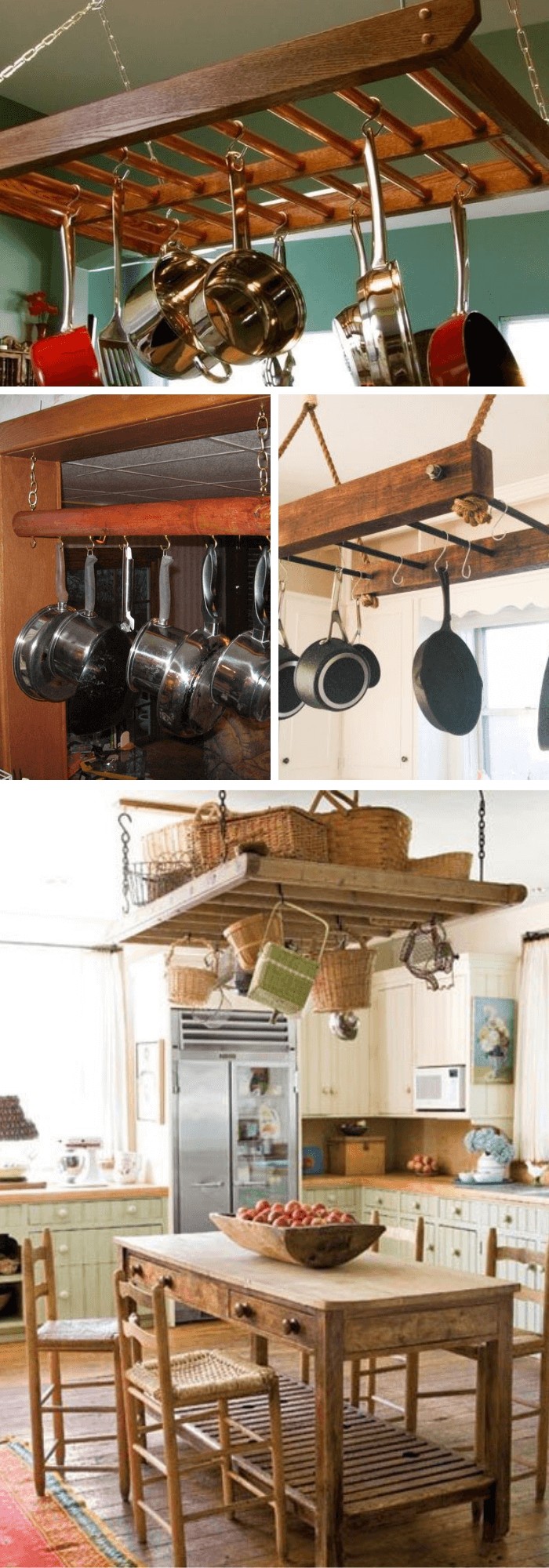 Wooden Hanging Pot Rack