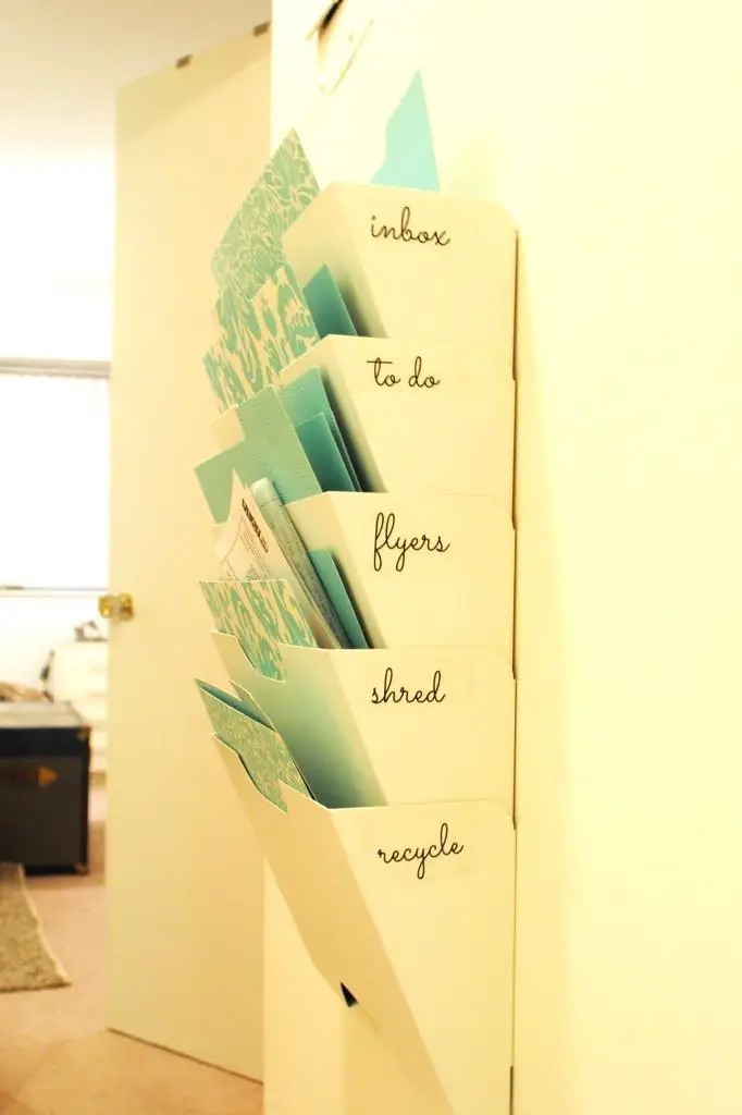 Use a magazine rack to store the mail and your notes