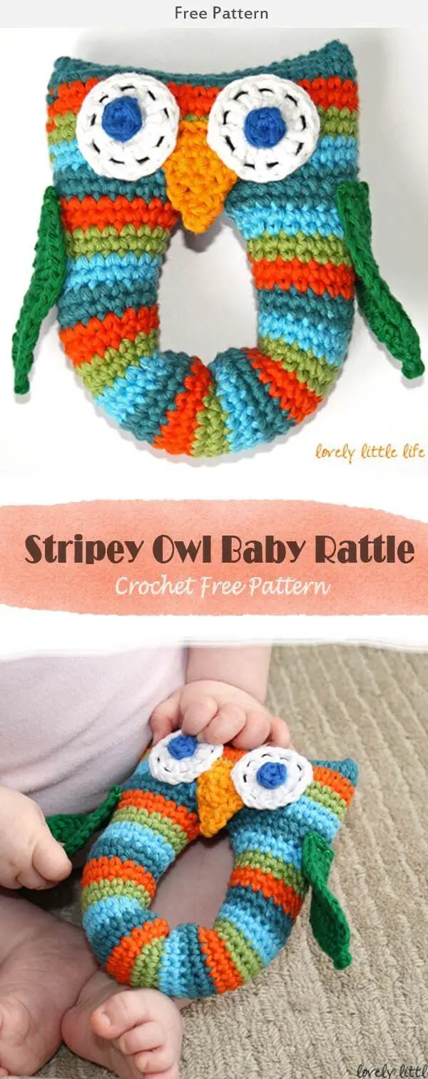 Stripey Owl Baby Rattle