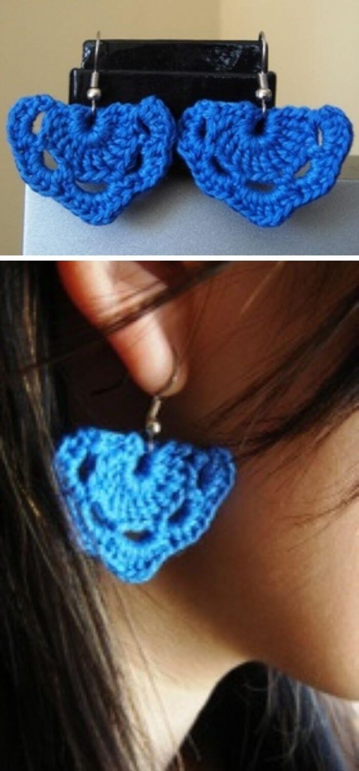 Lacy blue crochet earrings