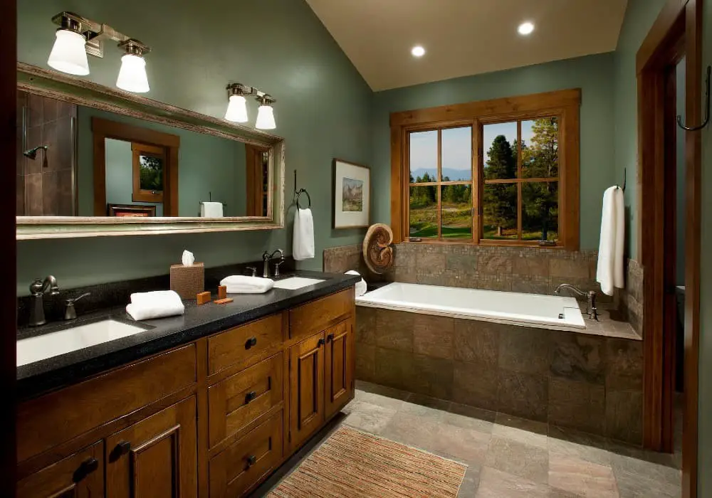 Green and brown bathroom ideas.