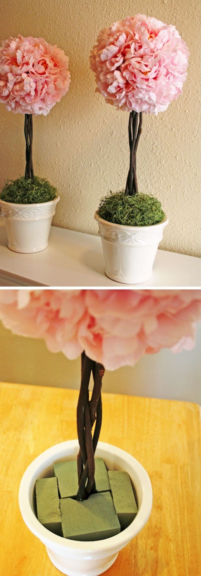 DIY peony topiaries