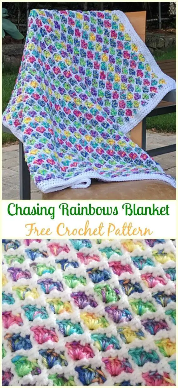 Chasing Rainbows Blanket Free Crochet Pattern