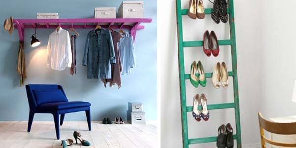 DIY old ladder into a shoe Rack