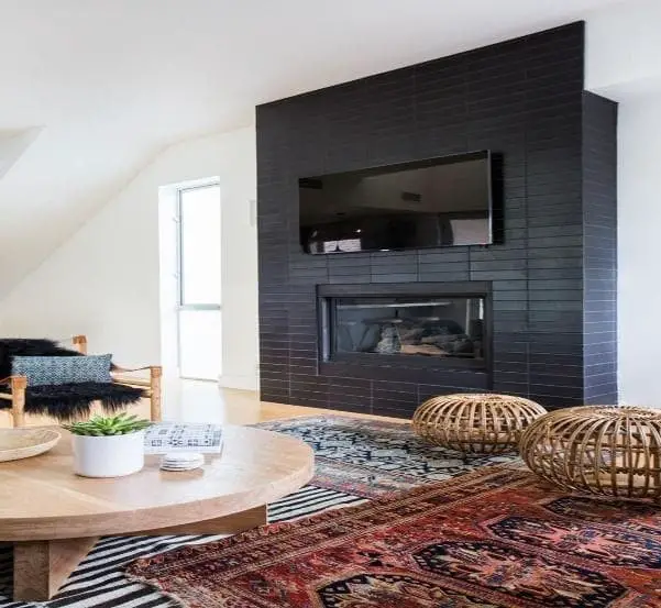 Black fireplace tile ideas