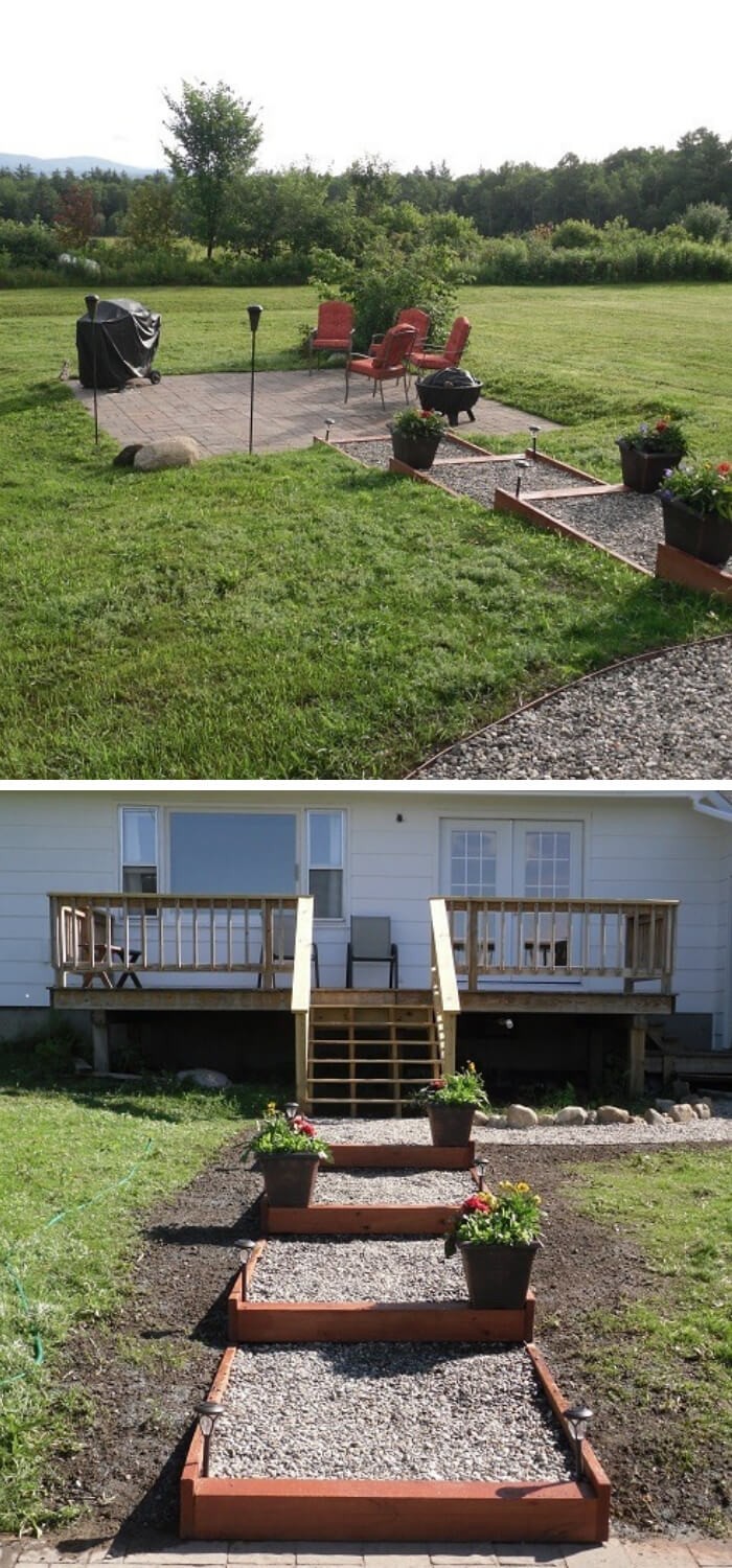 Build gravel stairs on a hillside