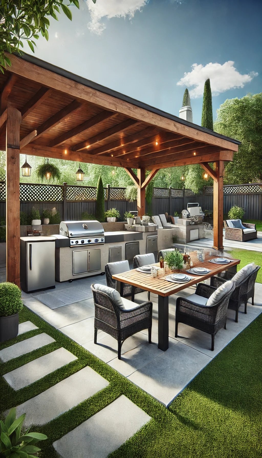 Outdoor Kitchen and Dining Area